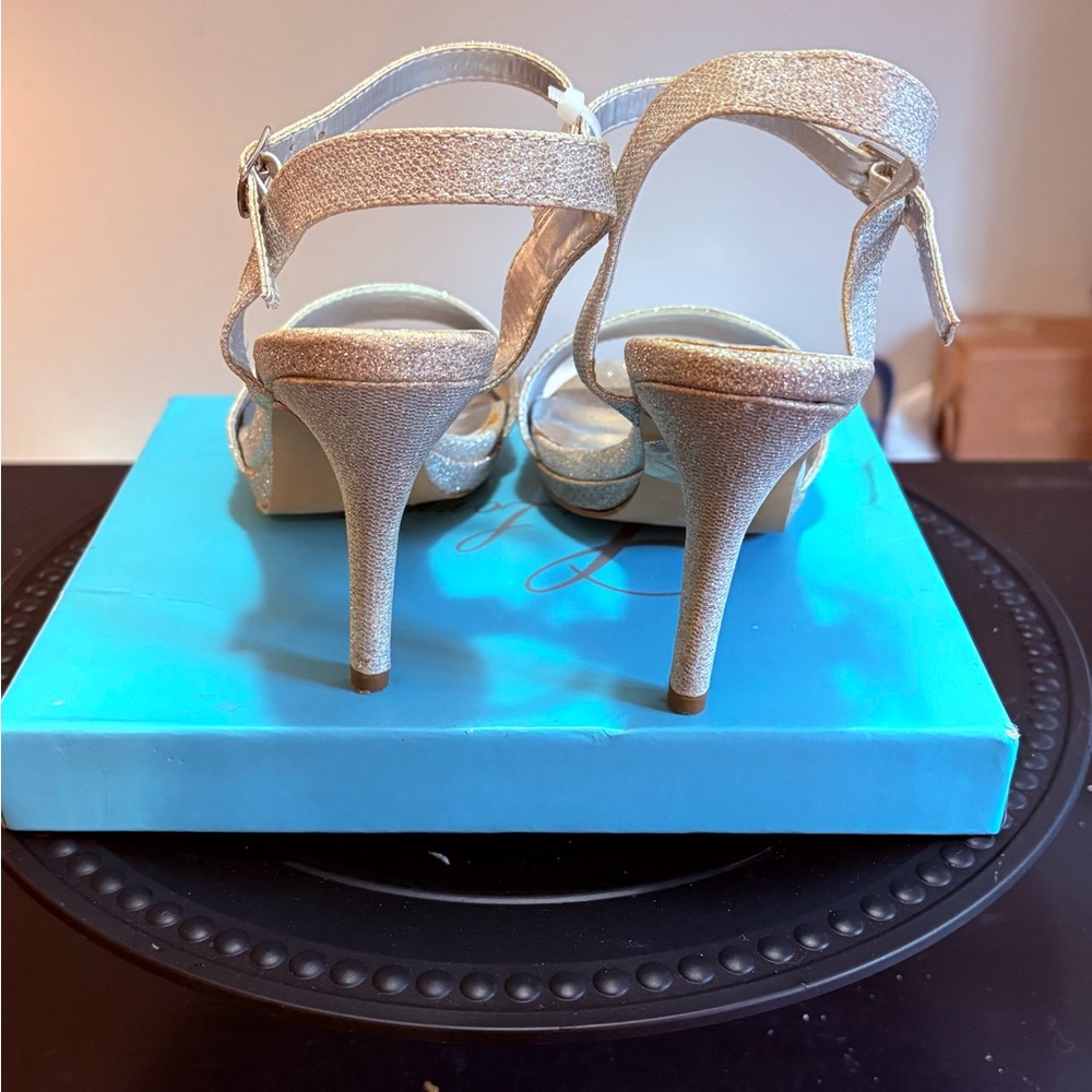 Lorraine Glittering Silver Strappy Heels - Picture 3 of 8